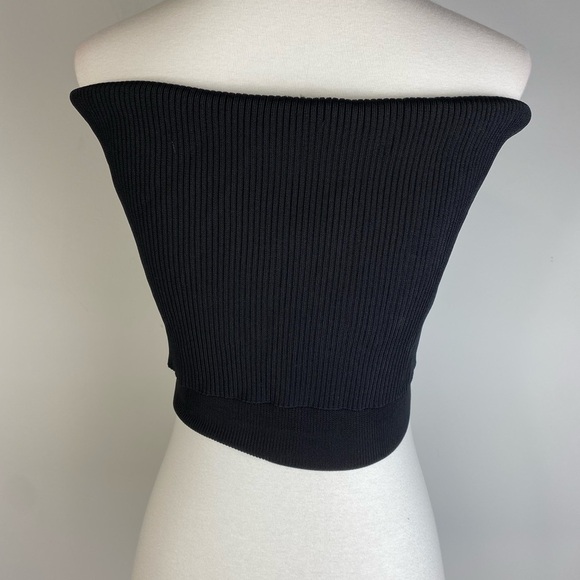 Good American Fold Over Rib Crop Top Black Small Size 1 - Picture 4 of 10